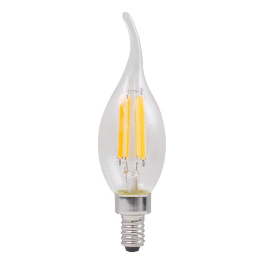 Luxrite LED Flame Tip Chandelier Light Bulb, E12 Candelabra Base, 7W, 3500K - Natural, 800 Lumens, 80 CRI, Clear Finish, Dimmable, Pack of 7 (LR21649) - Cheap-Us
