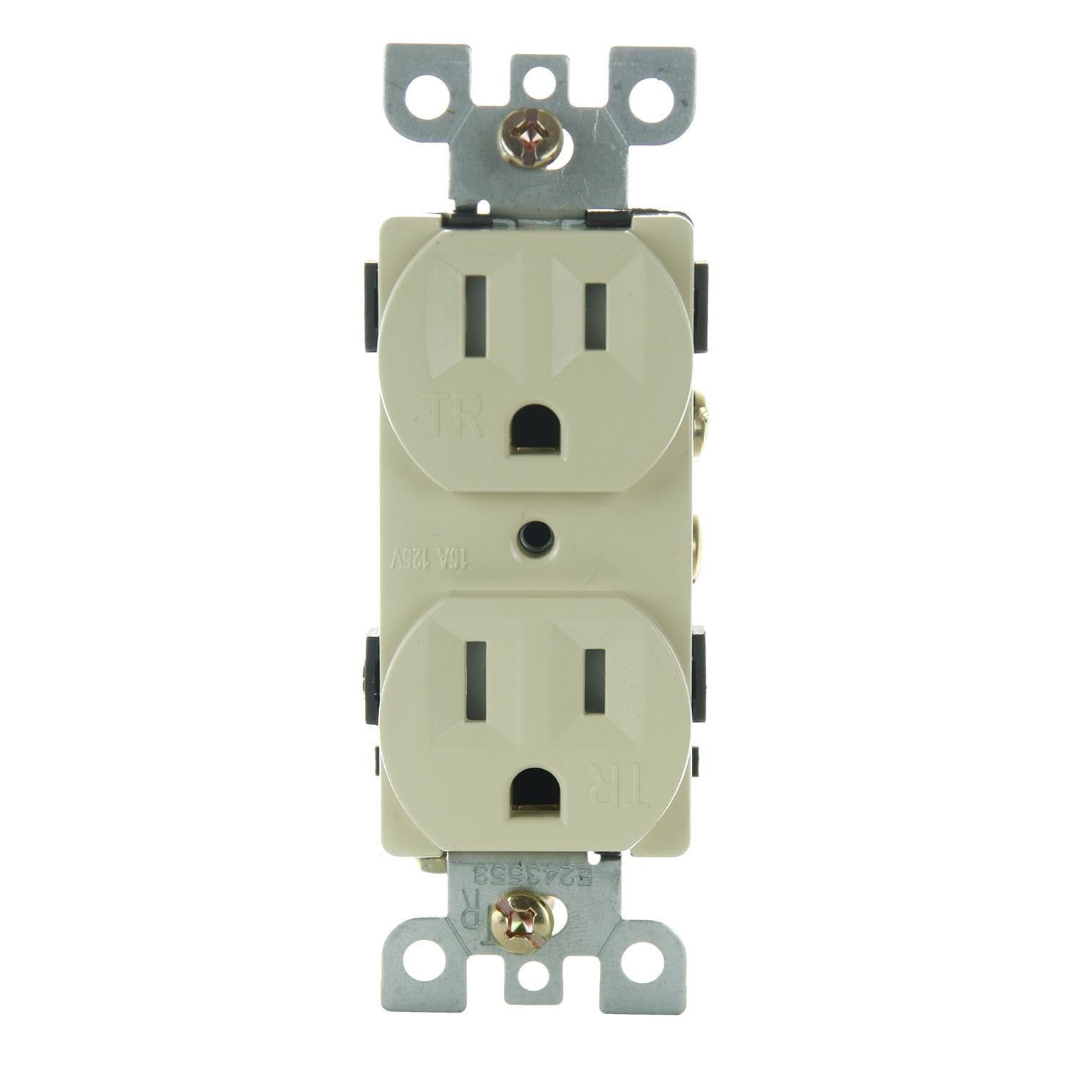 Sunlite E555/IV 15A Tamper Resistant Deplex Receptacle, Ivory - Cheap-Us