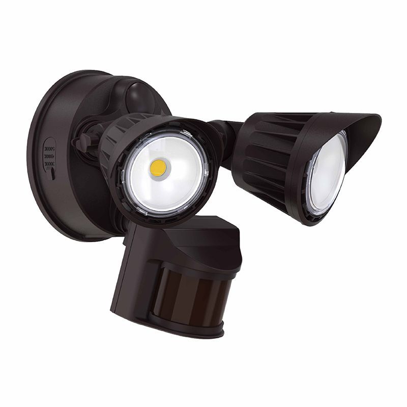 Westgate 20W 3Cct 30/40/50K Bronze 2-Heads  Security Light - With Motion Sensor, Outdoor Lighting, 20W, 1900 Lumens, 3000K/4000K/5000K, Bronze Finish - Cheap-Us