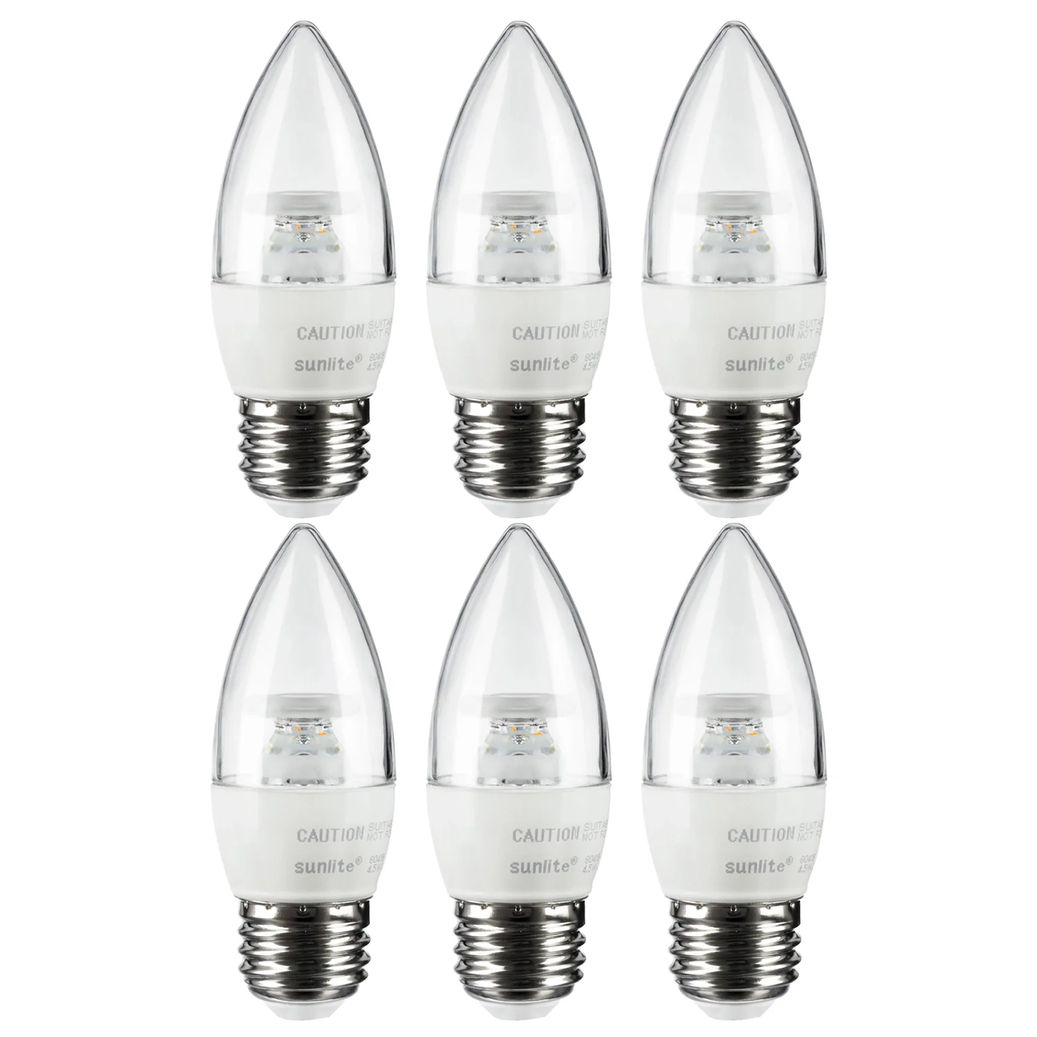 Sunlite ETC/LED/7W/E26/CL/D/ES/27K LED 7W (60W Replacement) Torpedo Tip Clear Chandelier Light Bulbs, Medium (E26) Base, 2700K Warm White - Cheap-Us
