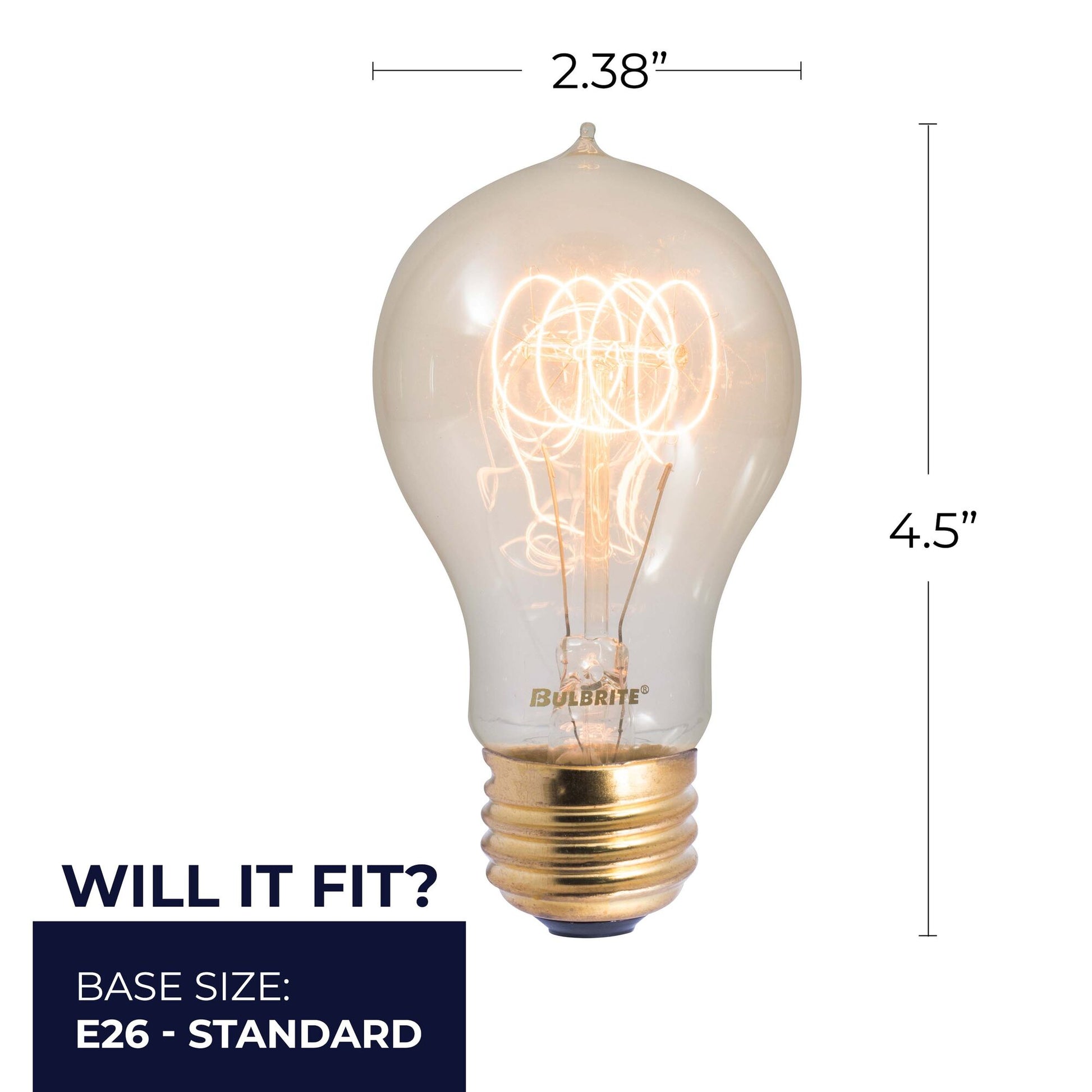 BULBRITE INCANDESCENT A19 MEDIUM SCREW (E26) 40W DIMMABLE NOSTALGIC LIGHT BULB 2200K/AMBER 4PK (134020) - Cheap-Us