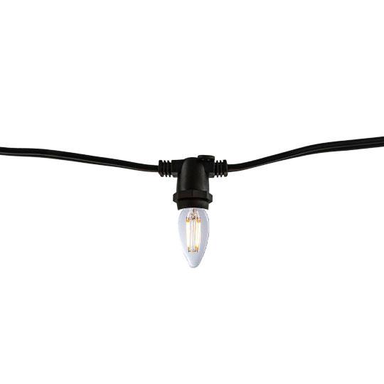 BULBRITE FIXTURES 14' STRING LIGHT KIT IN BLACK WITH (10pcs) LED B11 CANDELABRA SCREW (E12) 2W CLEAR LIGHT BULB 25W INCANDESCENT EQUIVALENT 1PK (810056) - Cheap-Us
