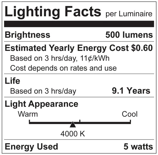 Luxrite LED T6.5 Tubular Light Bulb, E12 Candelabra Base, 5W, 4000K - Cool White, 80 CRI, Clear Finish, Dimmable, Pack of 7 (LR21658) - Cheap-Us