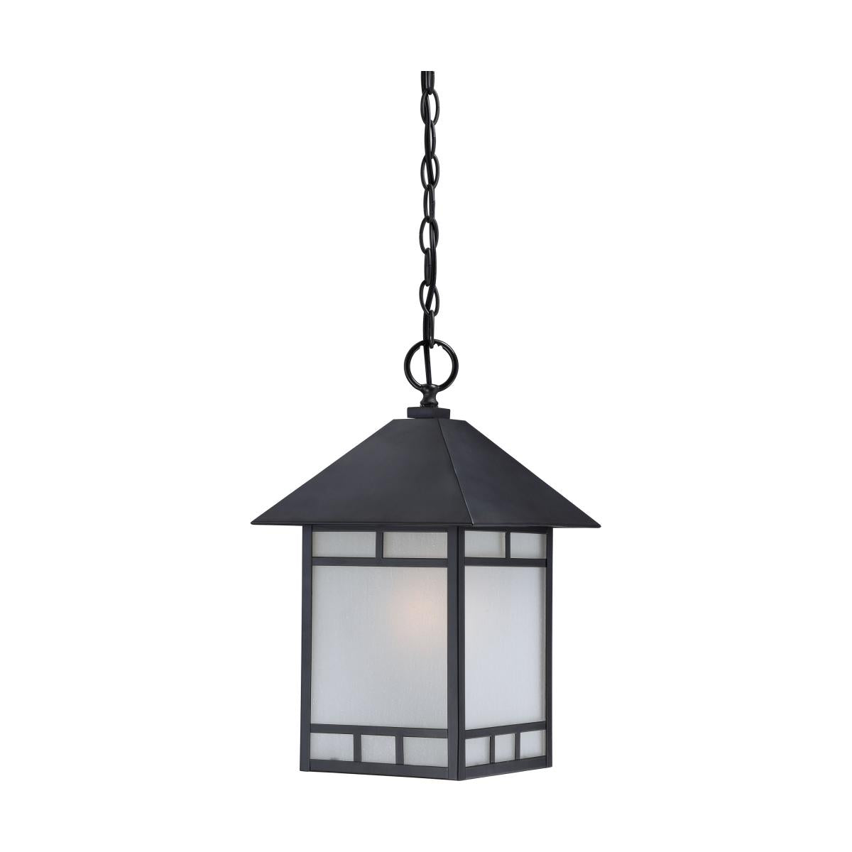 60-5604 DREXEL 1 LT OUTDOOR HANGING Drexel - 1 Light - Hanging Lantern with Frosted Seed Glass - Stone Black Finish - Cheap-Us