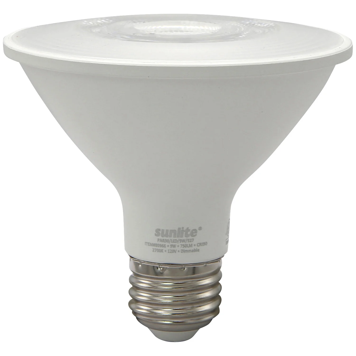 Sunlite 80966 LED PAR30 Reflector Light Bulb, 9 Watts (75 Watts Equivalent), 750 Lumens, Medium E26 Base, 90 CRI, Dimmable, Floodlight, Energy Star Certified, ETL Listed, 27K-Warm White, 1 Count - Cheap-Us