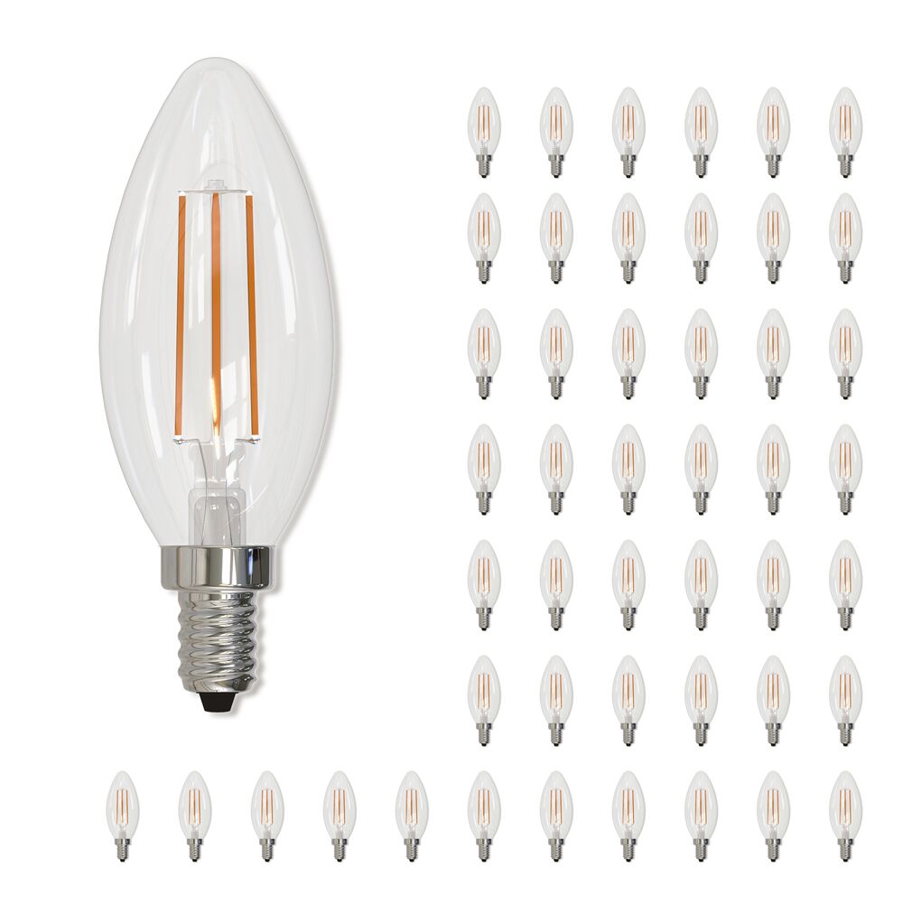 Bulbrite 5 Watt B11 LED Filament Light Bulb, 2700K E12 Candelabra Base, Clear Finish, Pack of 48 - Cheap-Us