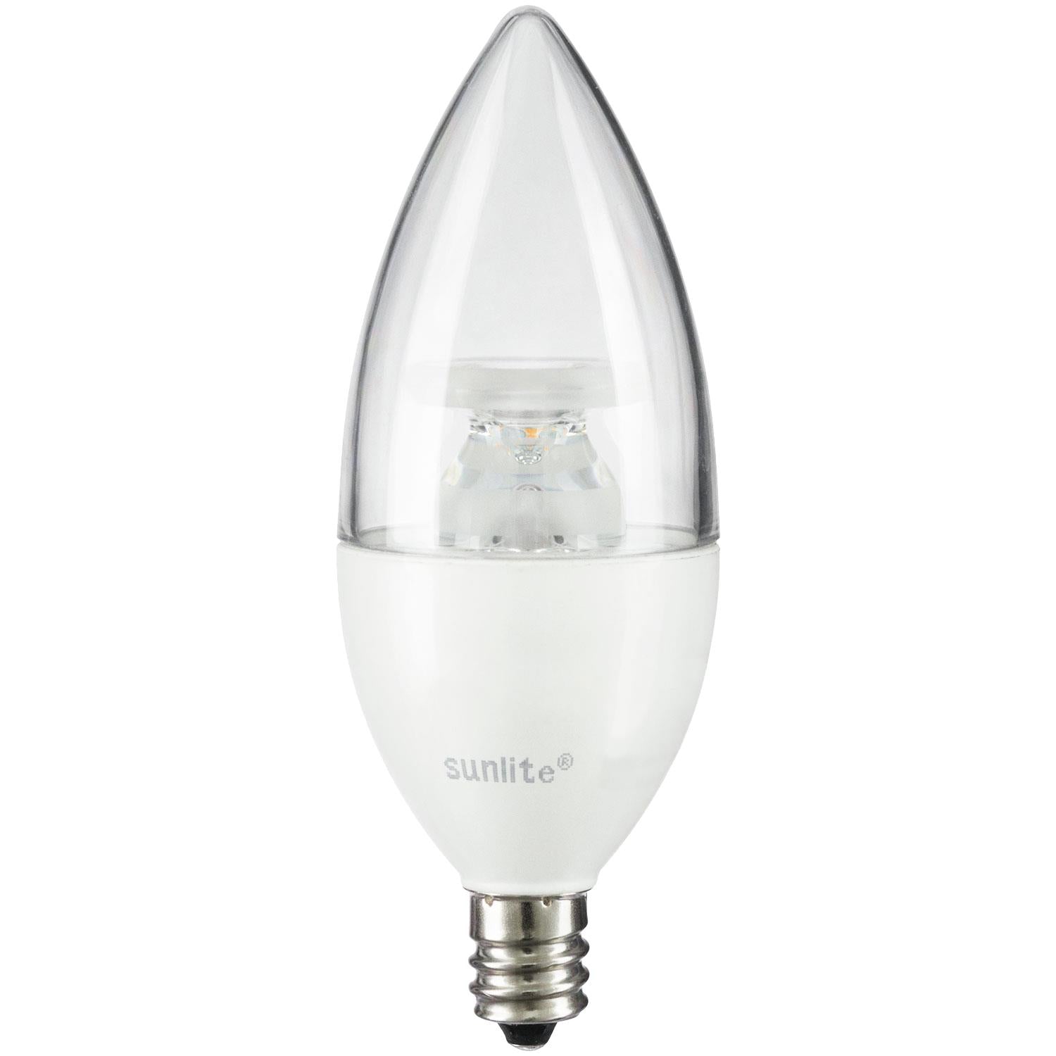 Sunlite CTC/LED/7W/E12/CL/D/ES/27K LED Torpedo Tip Chandelier 7W (60W Equivalent) Light Bulb Candelabra (E12) Base,2700K Soft White - Cheap-Us