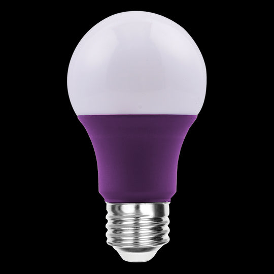 Luxrite LED A19 Colored Light Bulb, E26 - Medium Base, 8W, Purple Finish, Non-Dimmable, Shatter Proof, Pack of 15 (LR21494) - Cheap-Us