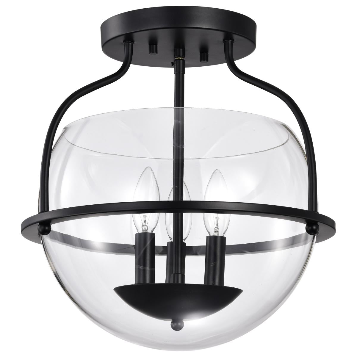 Satco Nuvo Amado 3 Light Semi Flush Mount Vintage Brass/Polished Nickel/Matte Black Finish With Clear Glass - Cheap-Us