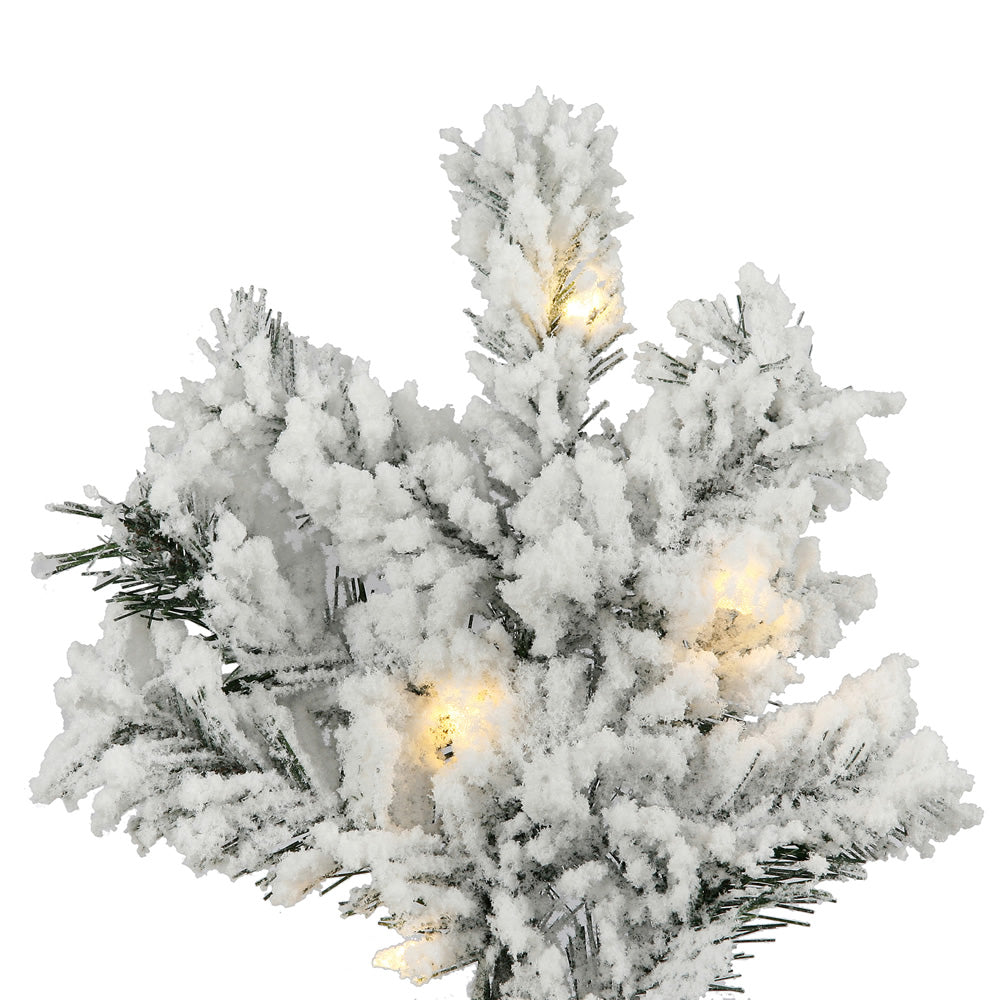 Vickerman 12' Flocked Alaskan Pine Artificial Christmas Tree Warm White LED Dura-Lit lights - Cheap-Us