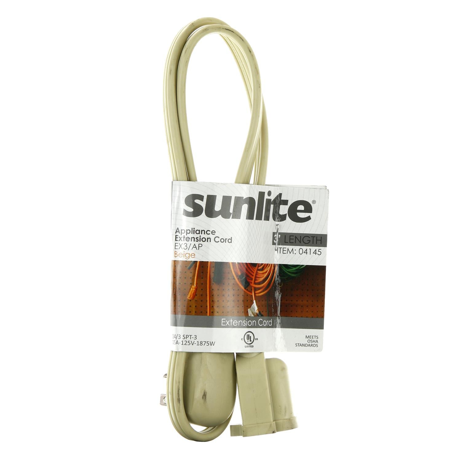 Sunlite EX3/AP Appliance 3-Feet Extension Cord, Beige - Cheap-Us