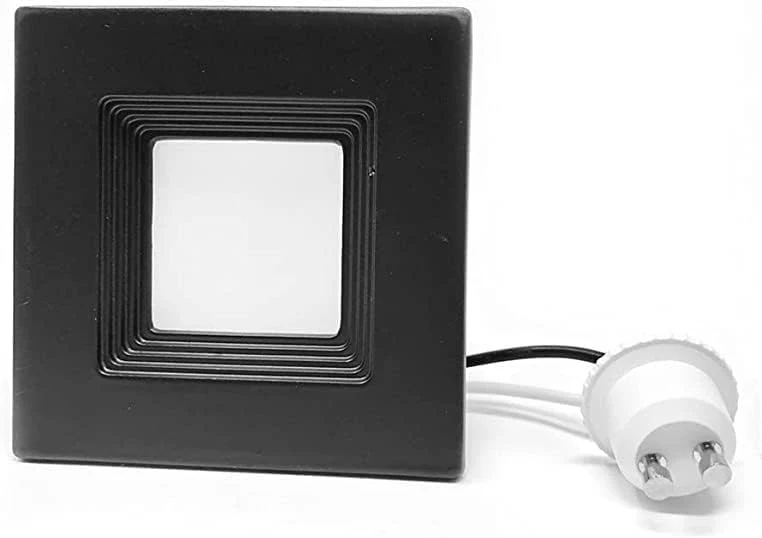LB13162 3-Inch LED Square Downlight Retrofit, GU10 Base, Baffle Trim, 9-Watt (75W) Soft White 3000K, Black Finish LED Retrofit Recessed Lighting Fixture, 700 Lumens, Dimmable, ETL-Listed - Cheap-Us