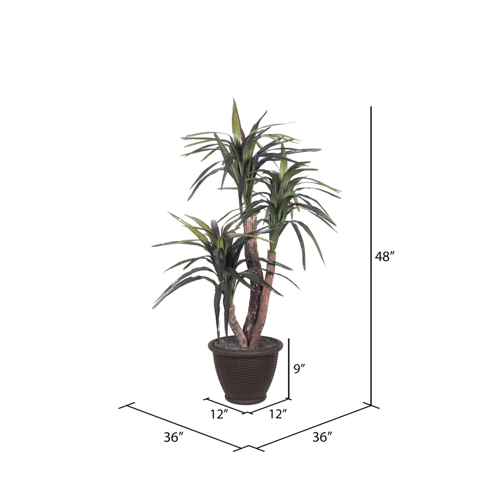 Vickerman 4' Artificial Marginata Extra Full Bush Brown Plastic Container. - Cheap-Us