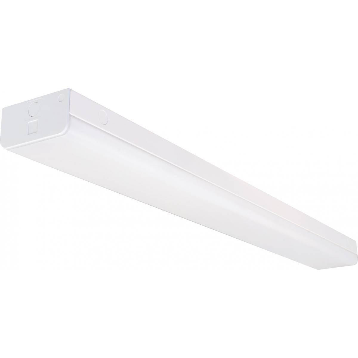 Satco Nuvo LED 4-Foot Wide Strip Light 38W/40W, 4000K/5000K, White Finish, 120V-277V - Cheap-Us