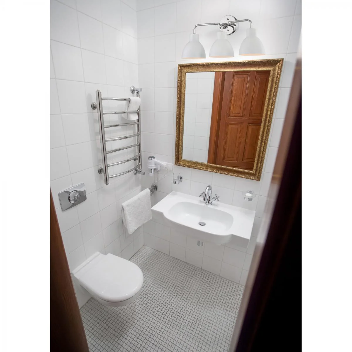 60-6783 SLOAN 3 LIGHT VANITY Sloan - 3 Light Vanity- Polished Nickel and Matte White Finish - Cheap-Us