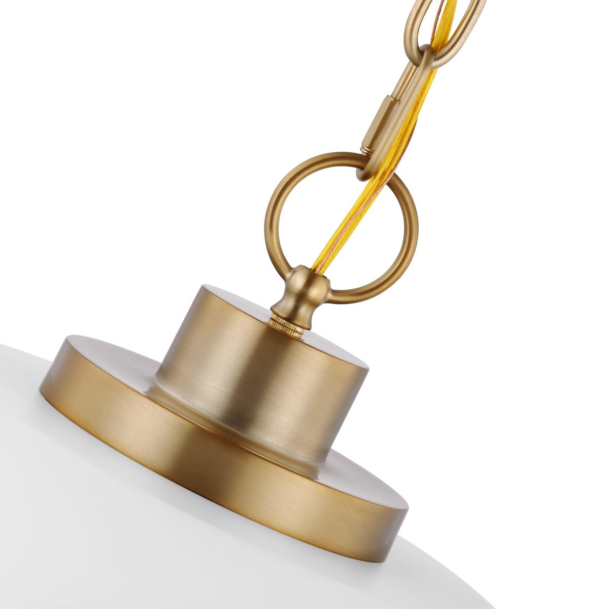 60-7480 COLONY 1 LIGHT SMALL PENDANT Colony; 1 Light; Small Pendant; Matte White with Burnished Brass - Cheap-Us