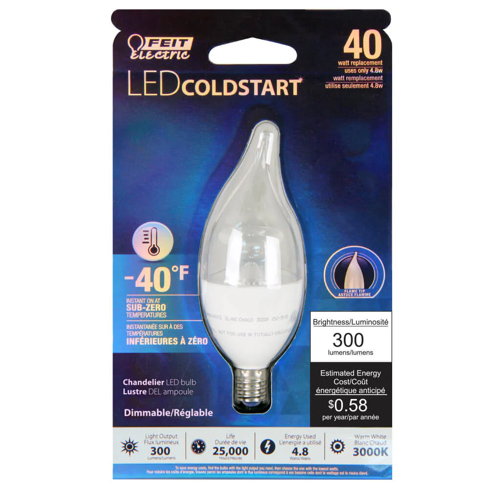 300 Lumen 3000K Dimmable Flame Tip LED - Cheap-Us