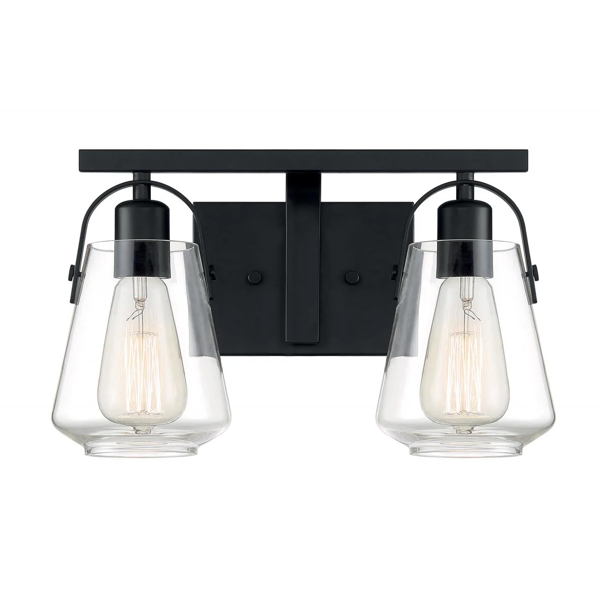60-7102 SKYBRIDGE 2 LIGHT VANITY Skybridge - 2 Light Vanity with Clear Glass - Matte Black Finish - Cheap-Us