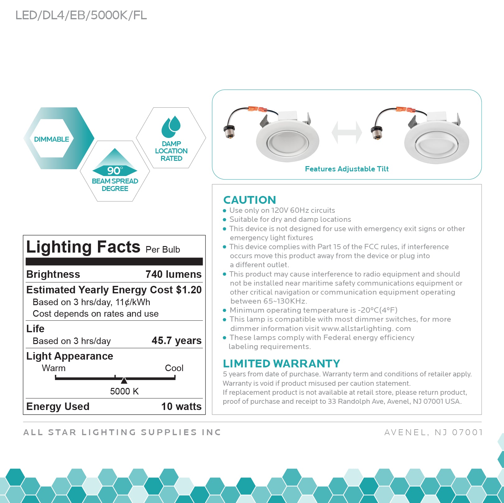 Luxrite Downlight LED/DL4/EB/5000K/FL 5000K Bright White - Cheap-Us