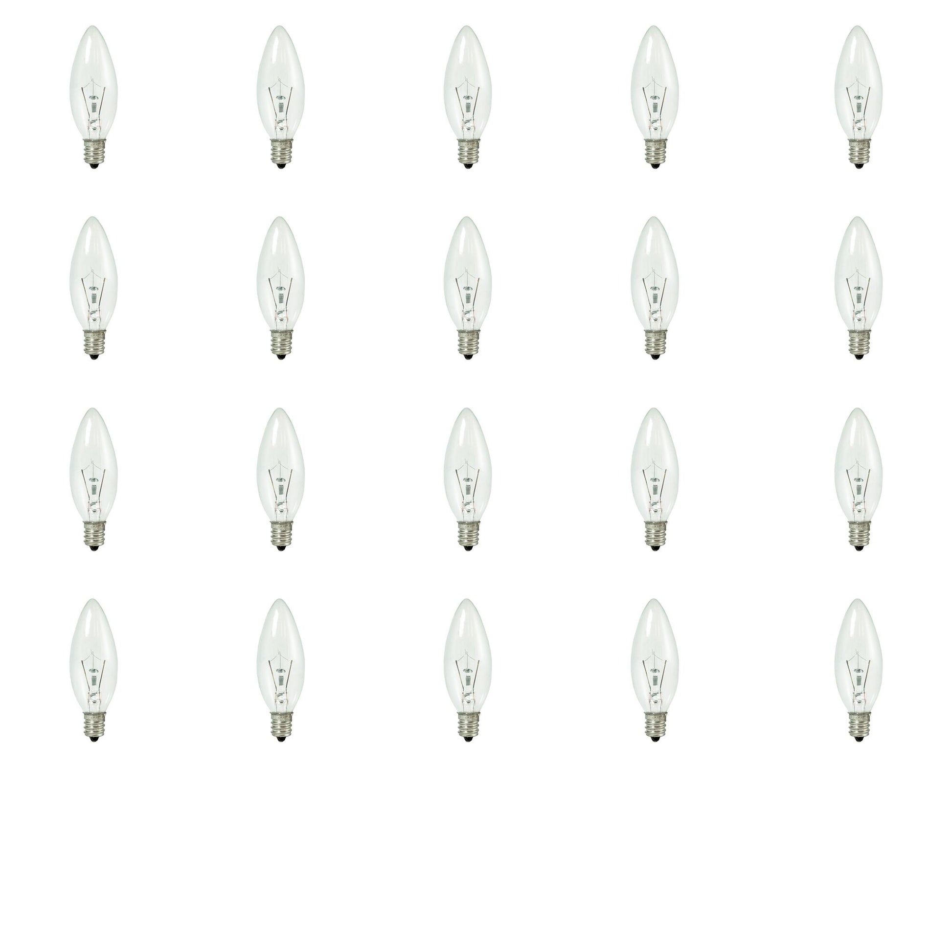 BULBRITE KRYPTON B8 CANDELABRA SCREW (E12) 25W DIMMABLE LIGHT BULB 2700K/WARM WHITE 20PK (460020) - Cheap-Us