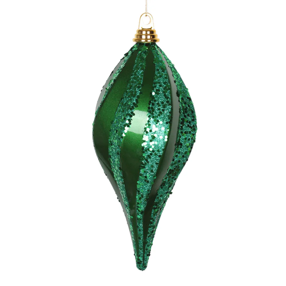 Vickerman 12'' Green Glitter Swirl Drop Christmas Ornament - Cheap-Us