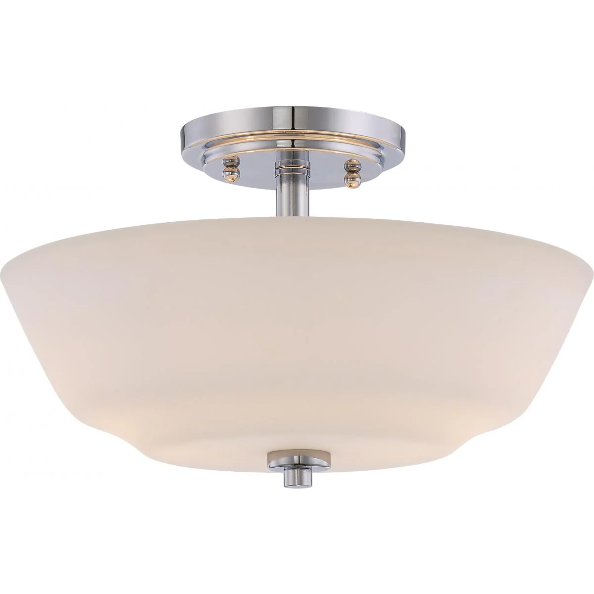 60-5806 WILLOW 2 LT SEMI FLUSH Willow - 2 Light Semi Flush with White Glass - Polished Nickel Finish - Cheap-Us