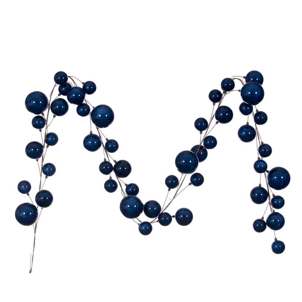 Vickerman 10' Midnight Blue Pearl Branch Ball Wire Garland. - Cheap-Us