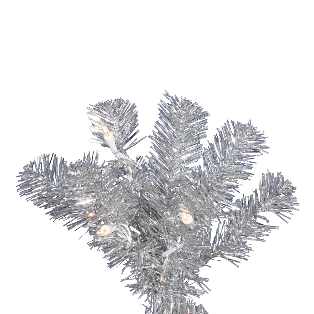 Vickerman 4.5' Silver Pencil Artificial Christmas Tree Warm White Dura-lit LED Lights. - Cheap-Us
