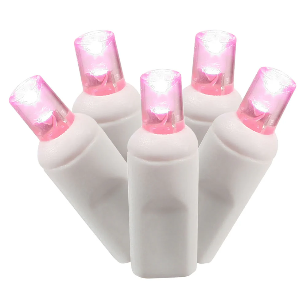 Vickerman 50 Pink Wide Angle LED Light on White Wire 25' Christmas Single Mold Light Strand - Cheap-Us