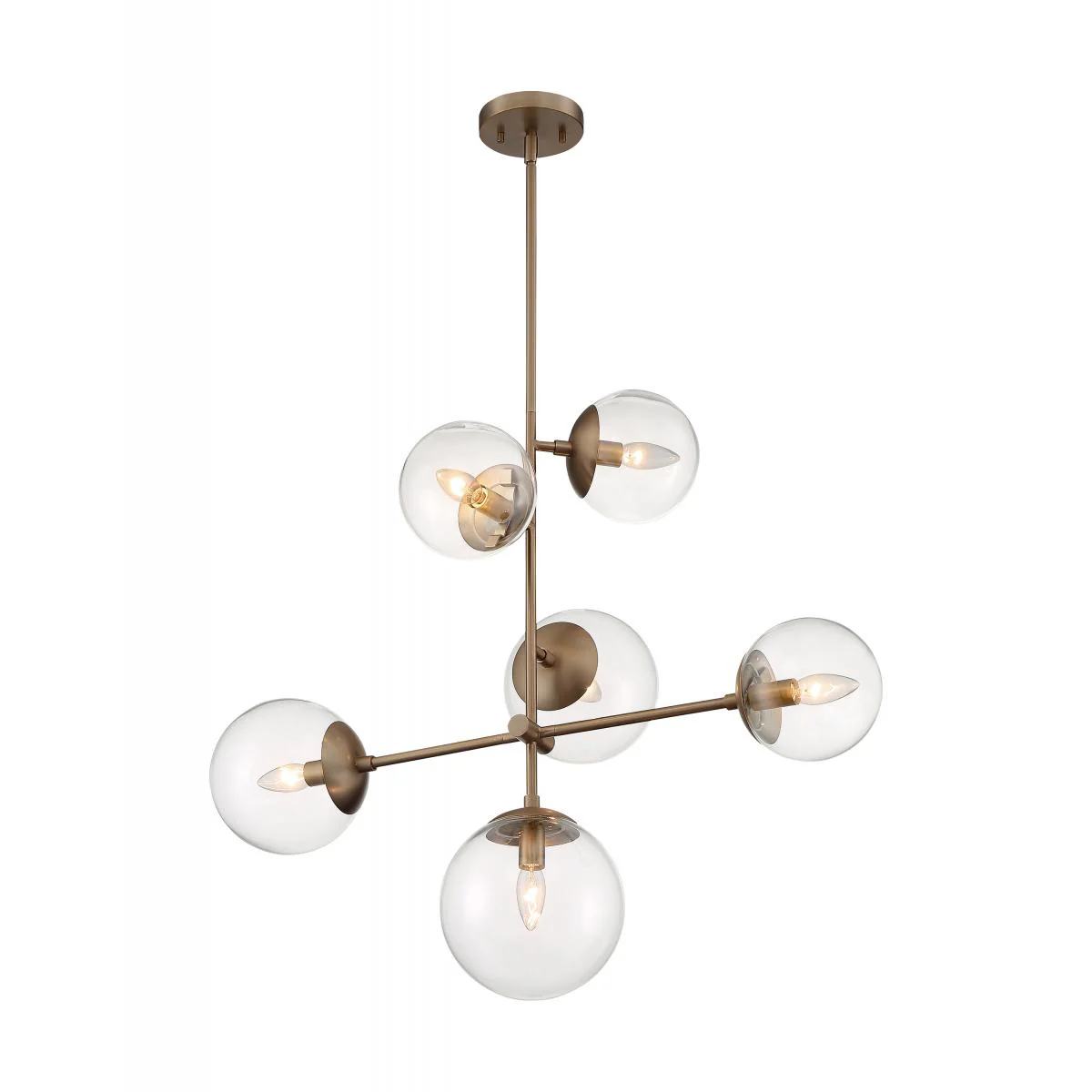 60-7125 SKY 6 LIGHT PENDANT Sky - 6 Light Pendant with Clear Glass - Burnished Brass Finish - Cheap-Us