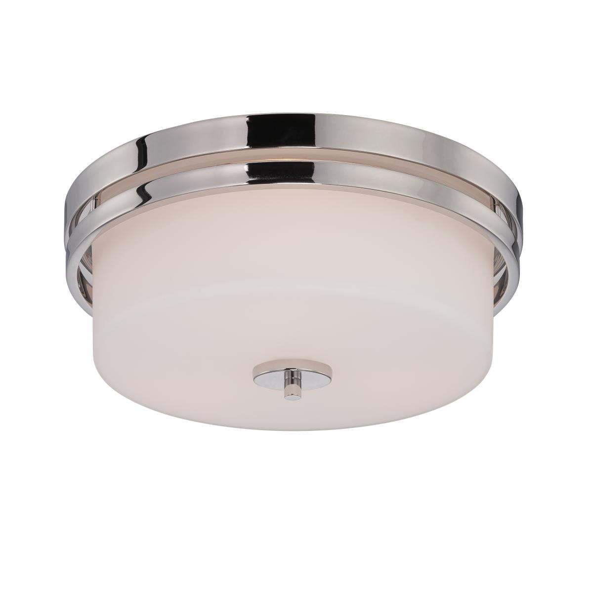 Satco Nuvo Parallel 3-Light Flush Mount Fixture With Etched Opal Glass - Polished Nickel/Aged Bronze Finish - Cheap-Us