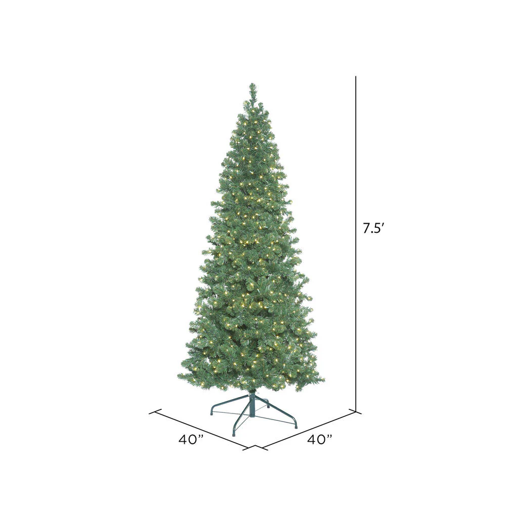 Vickerman 7.5' Oregon Fir Slim Artificial Christmas Tree Warm White LED Lights - Cheap-Us