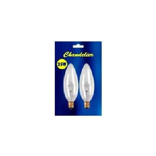 Bulbrite B25CTC 25 Watt Incandescent B10 Torpedo Chandelier Bulb, Candelabra Base, Clear, 2-Pack - Cheap-Us