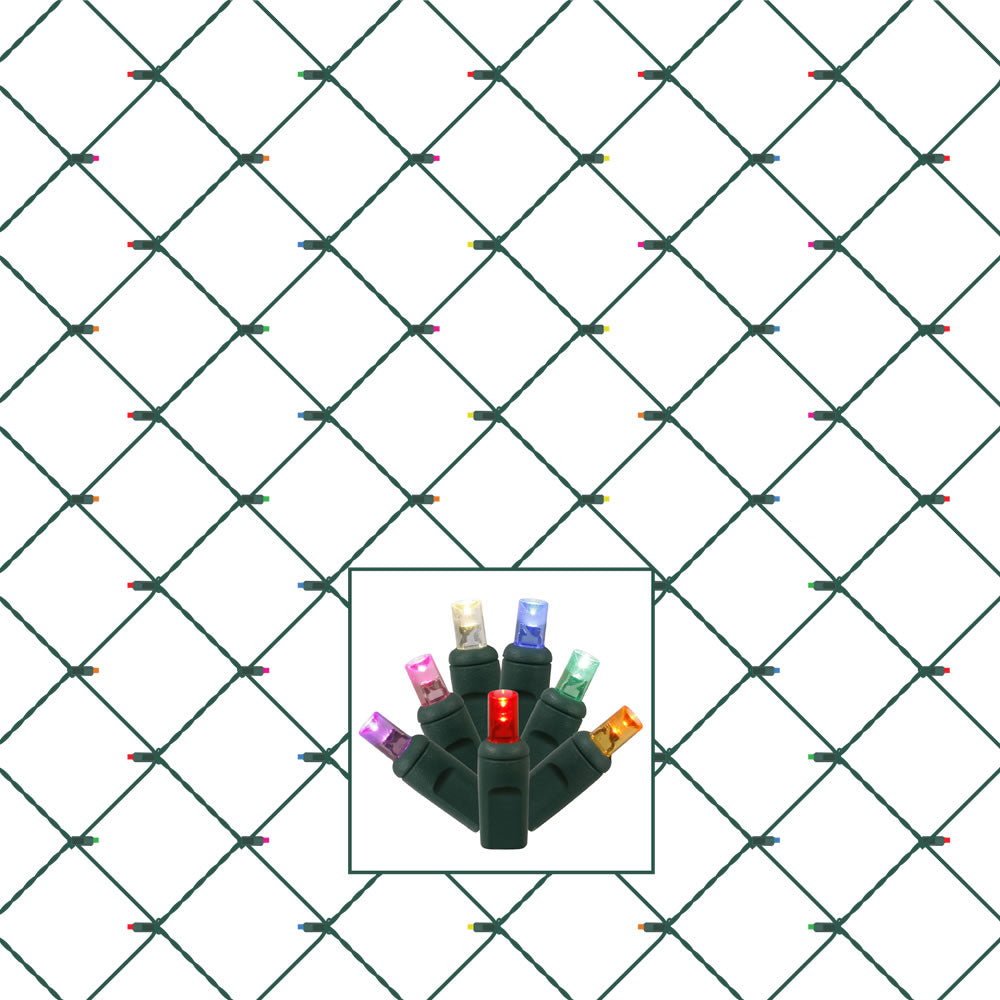 Vickerman 120 Multi-Colored Wide Angle LED Christmas Net Light Set Green Wire - Cheap-Us