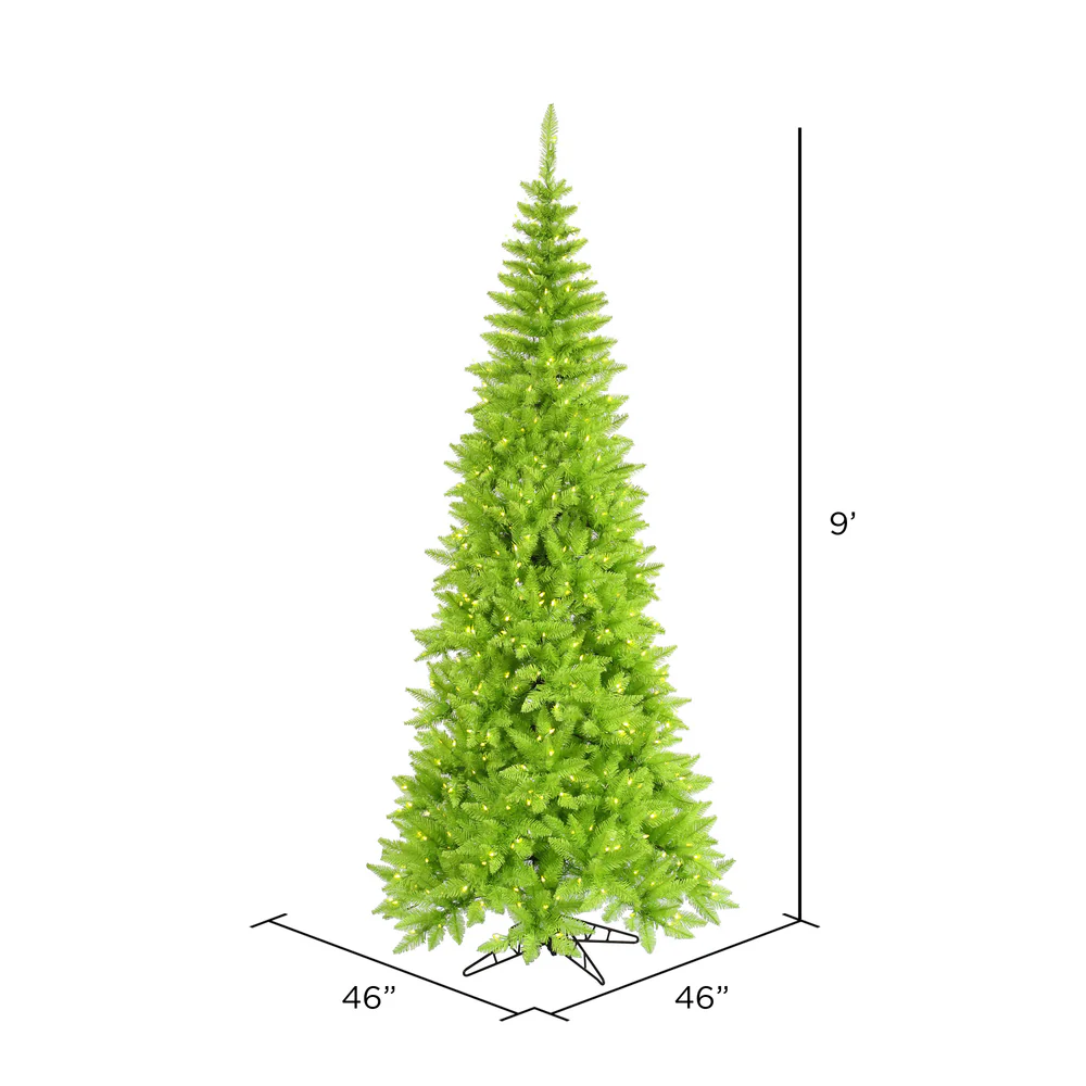Vickerman 9' Lime Fir Slim Artificial Christmas Tree Lime  Dura-lit LED Lights - Cheap-Us