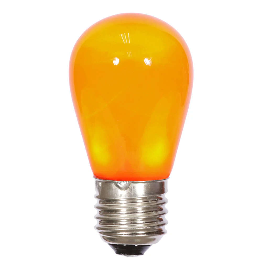 Vickerman S14 LED Orange 130V Ceramic Bulb 1.3 Watts, 130V, E26 Medium Nickel Base, 5 per pack. - Cheap-Us