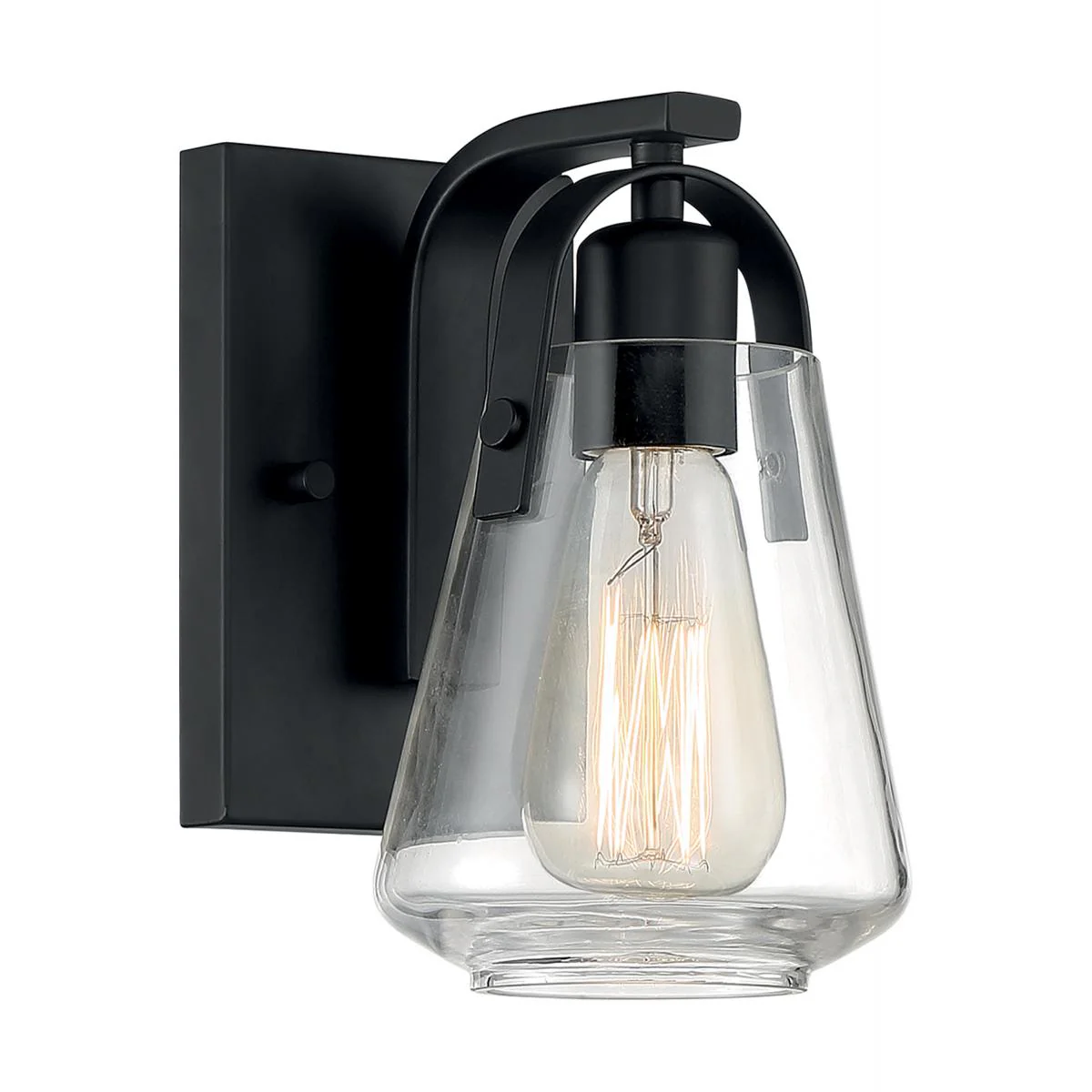 60-7101 SKYBRIDGE 1 LIGHT VANITY Skybridge - 1 Light Vanity with Clear Glass - Matte Black Finish - Cheap-Us