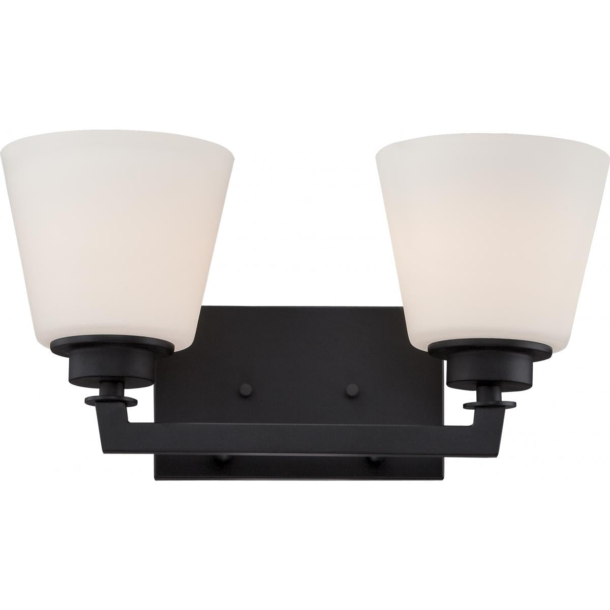 60-5552 MOBILI - 2 LT VANITY FIXTURE Mobili - 2 Light Vanity with Satin White Glass - Aged Bronze Finish - Cheap-Us