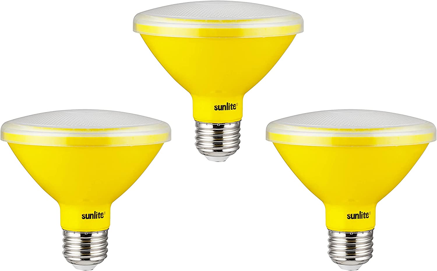 Sunlite 81471 LED PAR30 Short Neck Colored Recessed Bug Light Bulb, 15 watt (75w Equivalent), Medium (E26) Base, Floodlight, ETL Listed, Yellow, Pack of 3 - Cheap-Us