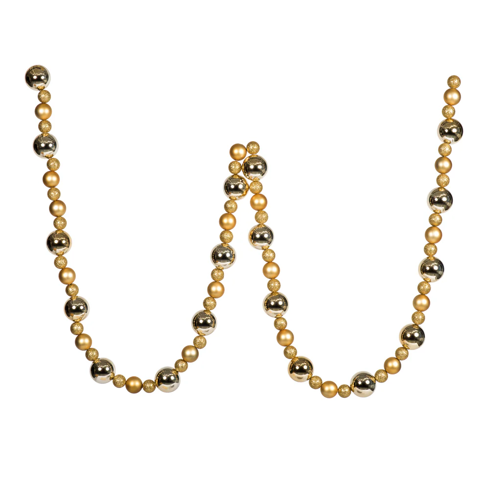 Vickerman 9' Gold Assorted Christmas Ball Ornament Garland - Cheap-Us