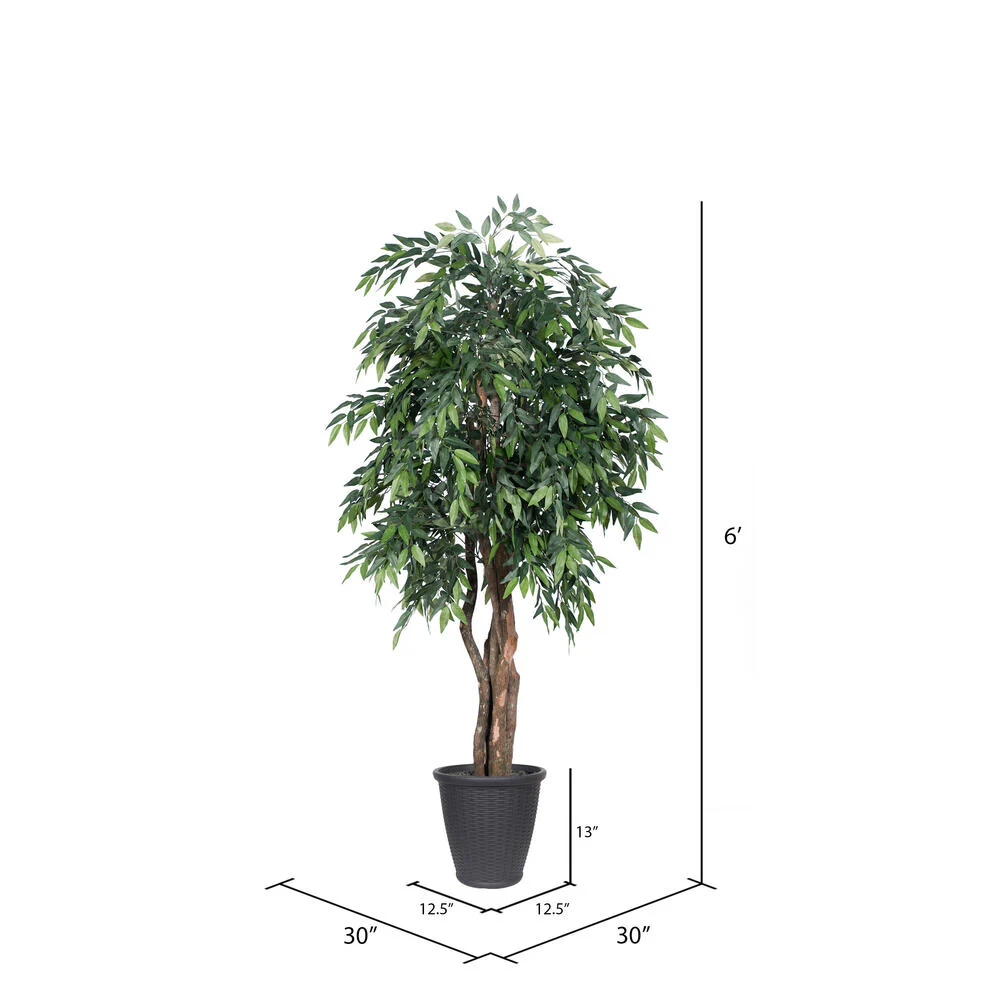 Vickerman 6' Artificial Green Smilax Executive Tree Gray Round Plastic Container. - Cheap-Us