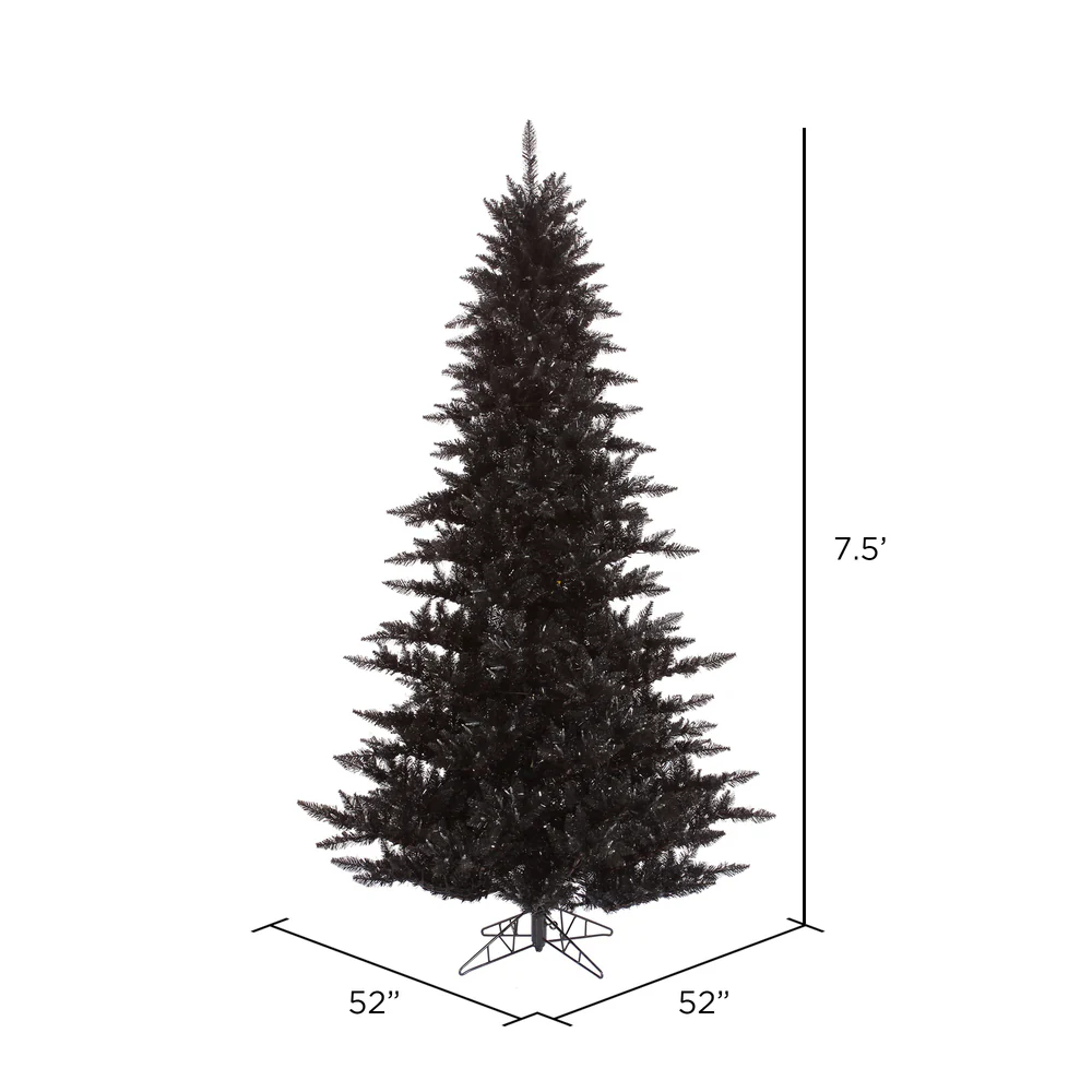 Vickerman 7.5' Black Fir Artificial Christmas Tree Unlit - Cheap-Us