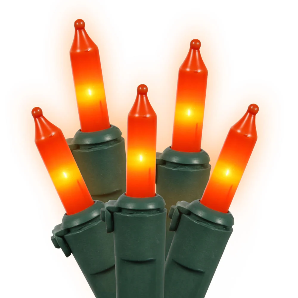 Vickerman 100 Orange Mini Light on Green Wire, 33' Christmas Light Strand- 2 Pack - Cheap-Us