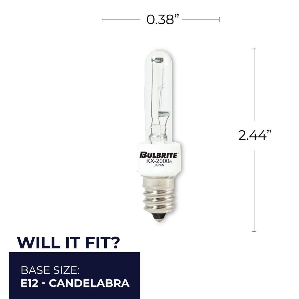 BULBRITE KRYPTON/XENON T3 CANDELABRA SCREW (E12) 60W DIMMABLE LIGHT BULB 2700K/WARM WHITE 2PK (473060) - Cheap-Us