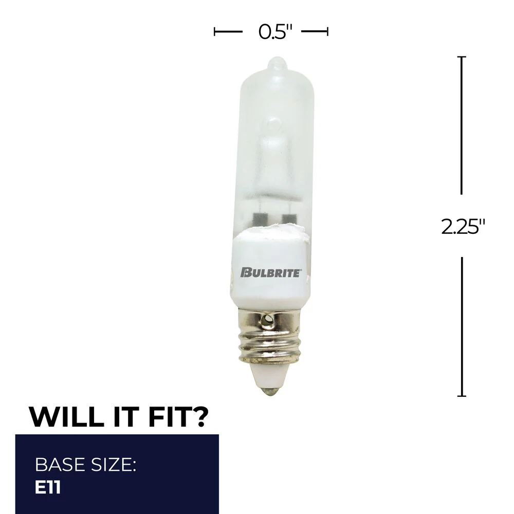 BULBRITE HALOGEN T4 MINI-CANDELABRA SCREW (E11) 50W DIMMABLE LIGHT BULB 2900K/SOFT WHITE 5PK (610052) - Cheap-Us