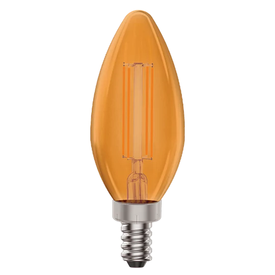 Luxrite LED B11 Colored Filament Torpedo Light Bulb, E12 Candelabra Base, 4.5W, Orange Finish, Pack of 8 (LR21746) - Cheap-Us