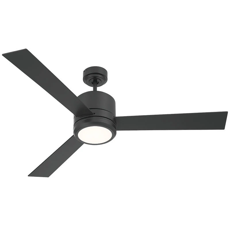 Westgate 52In 3-Blade Ceiling Fan And Light 30K 19W Integ. LED Wall Switch Black And Black Blades, Commercial Indoor Lighting, 19W, 1600 Lumens, 3000K, Black And Black Blades Finish - Cheap-Us