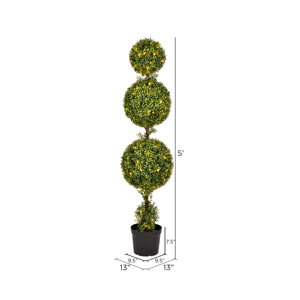 Vickerman 5' Artificial Triple Ball Green Boxwood Topiary. - Cheap-Us