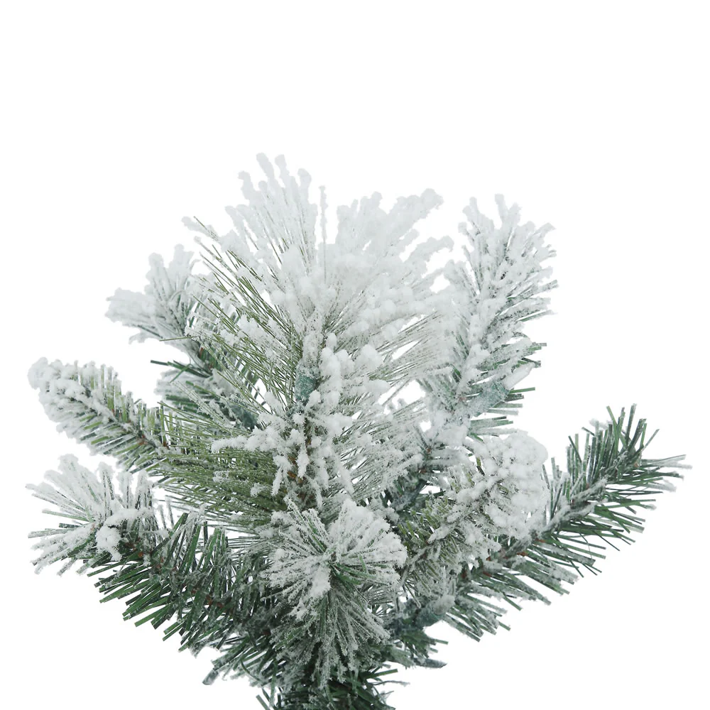 Vickerman 7' Potted Flocked Castle Pine Artificial Christmas Tree Unlit - Cheap-Us