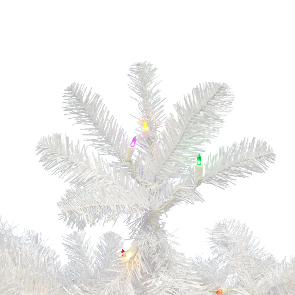 Vickerman 6.5' White Salem Pencil Pine Artificial Christmas Tree 300 Multi-Colored LED Lights - Cheap-Us